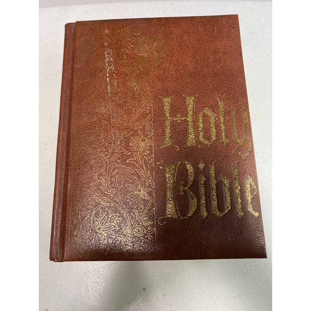 Vintage 1971 Holy Bible Family Circle Illustrated Red Letter Edition Riverside